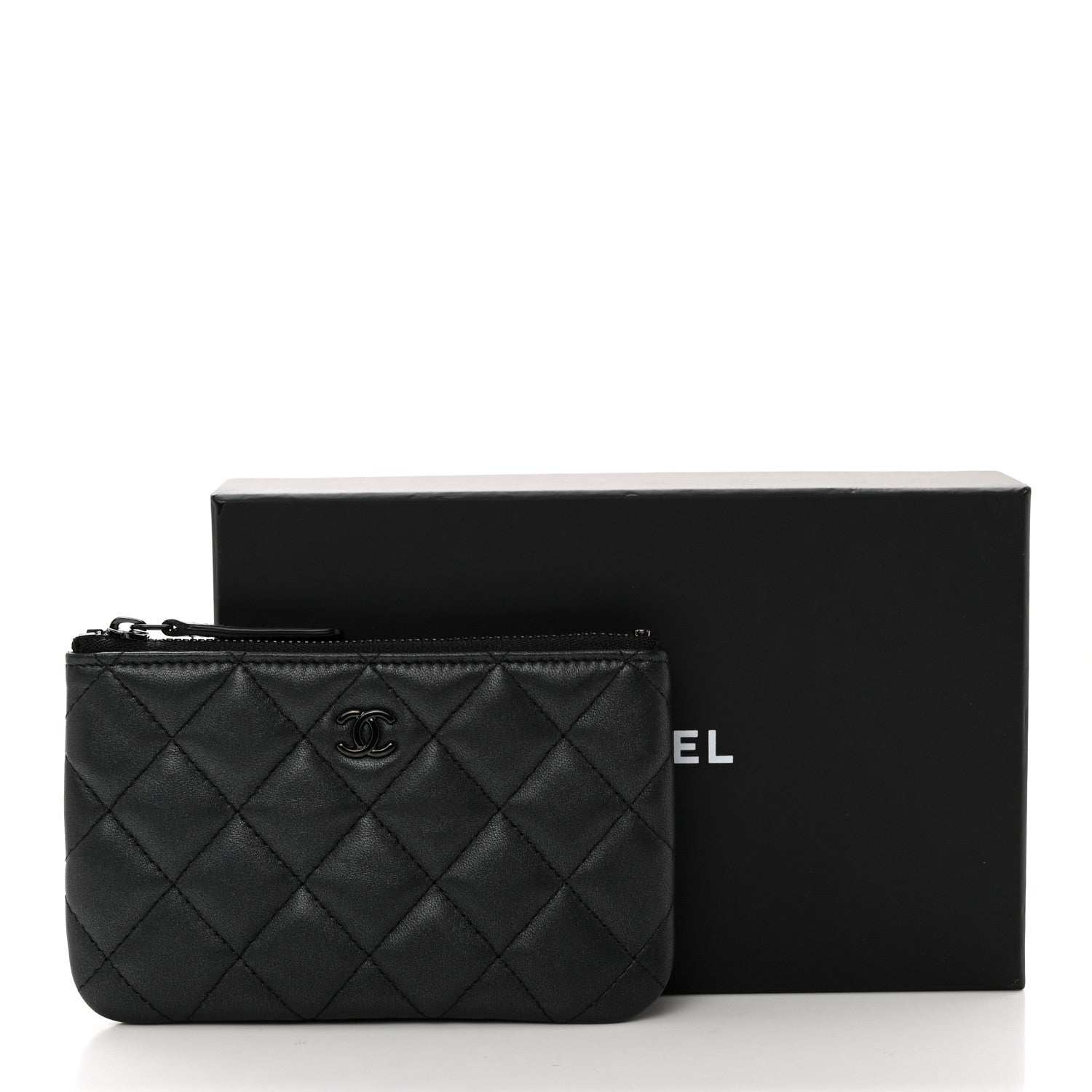 Chanel Pearly Lambskin Quilted Small Cosmetic Case So Black 8 of 8