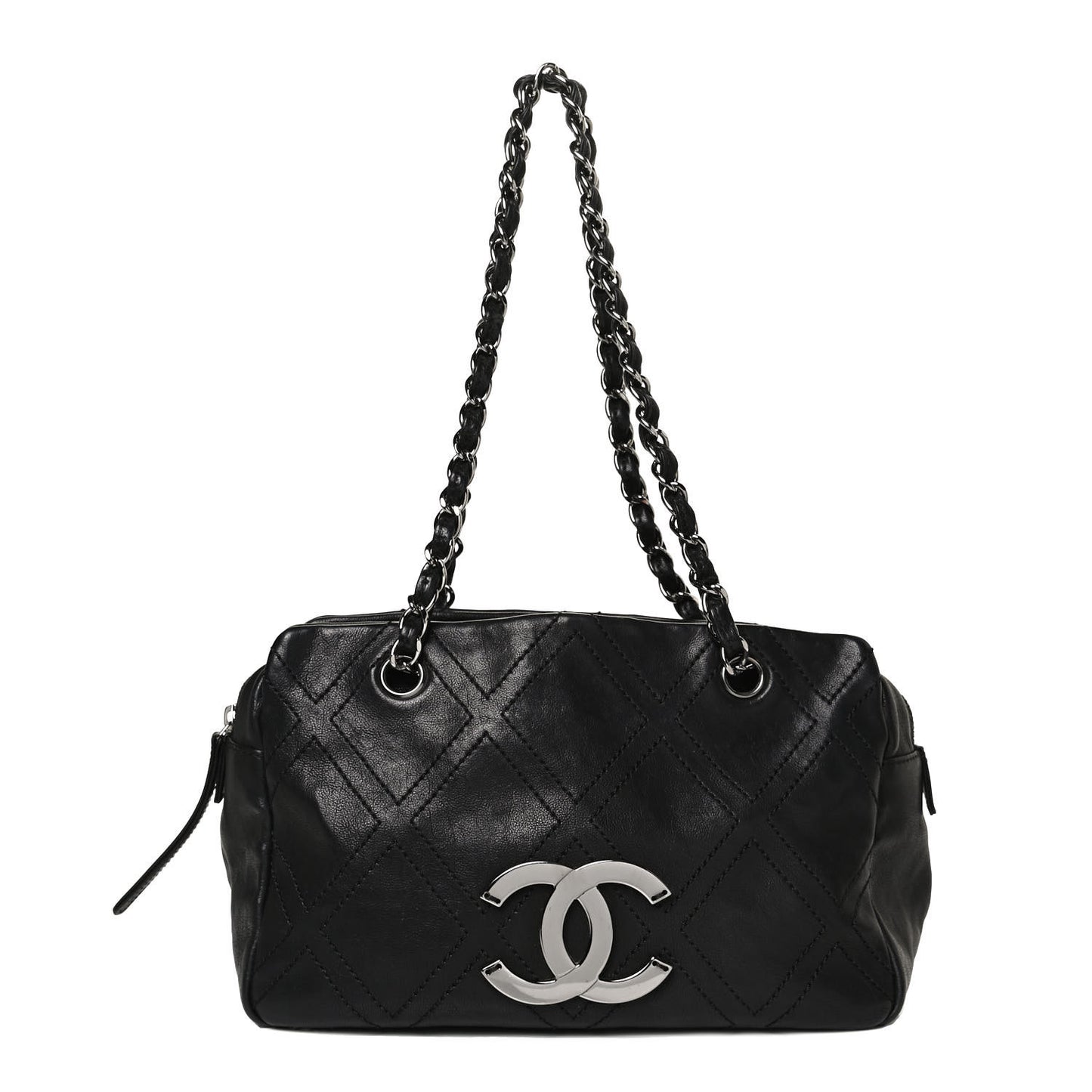 Calfskin Small Diamond Stitch Tote Black