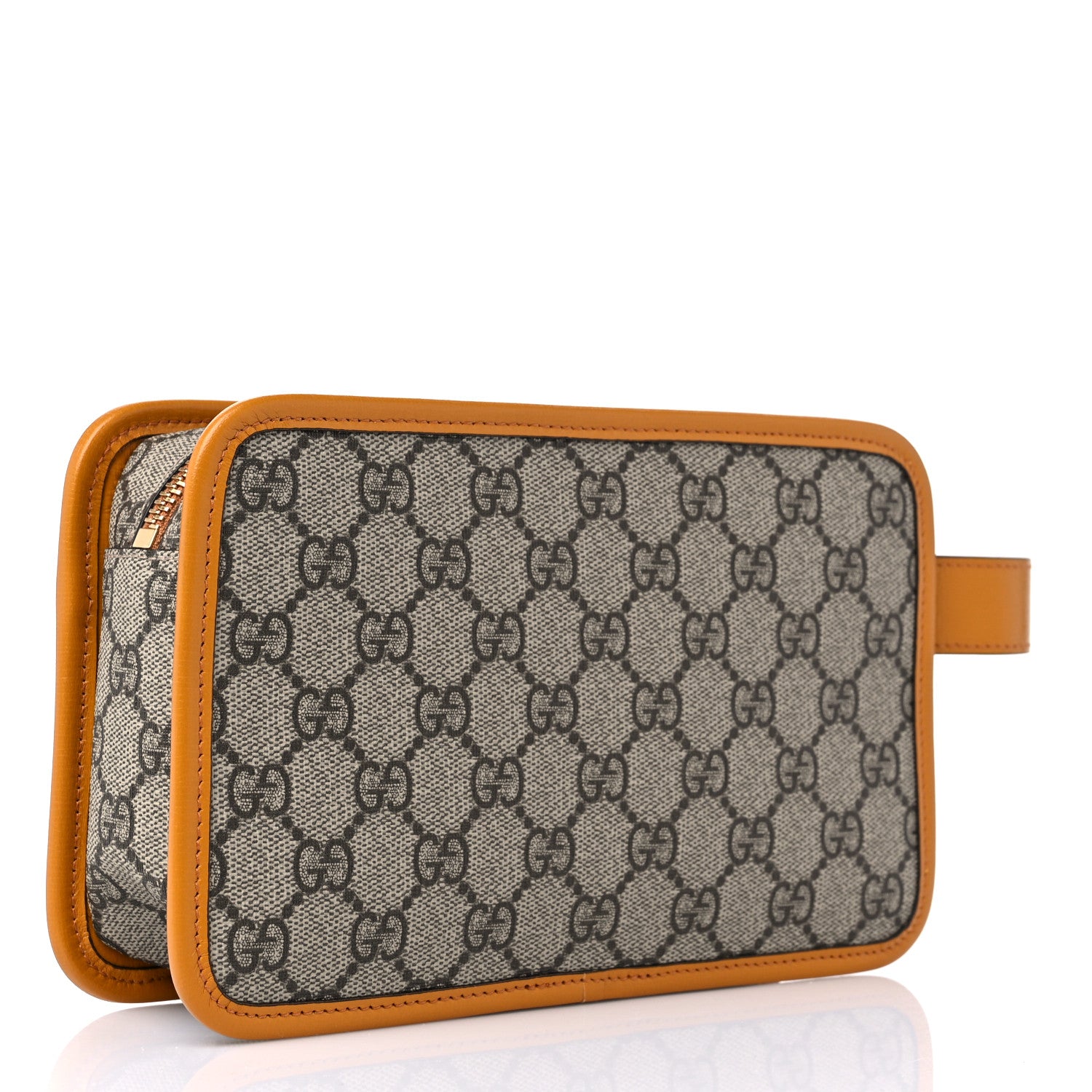 Gucci GG Supreme Monogram Textured Calfskin Retro Interlocking G Travel Pouch Beige Yellow 3 of 10