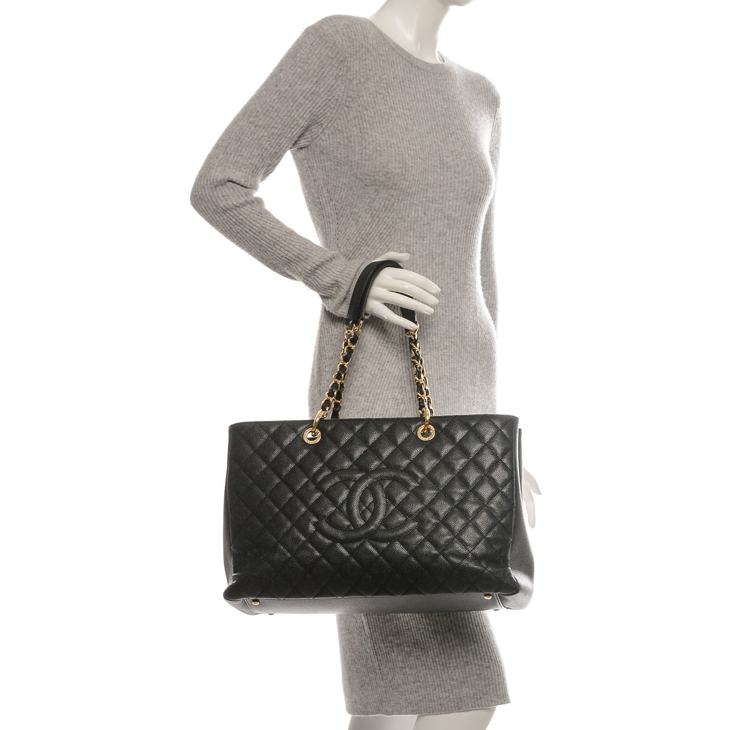 Caviar Quilted XL Grand Shopping Tote GST Black