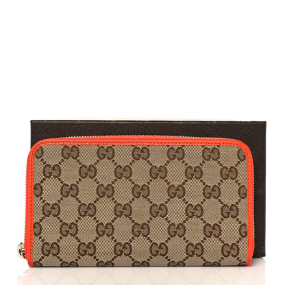 Gucci Monogram Dollar Calfskin Zip Around Wallet Beige Ebony Sun Orange 11 of 11