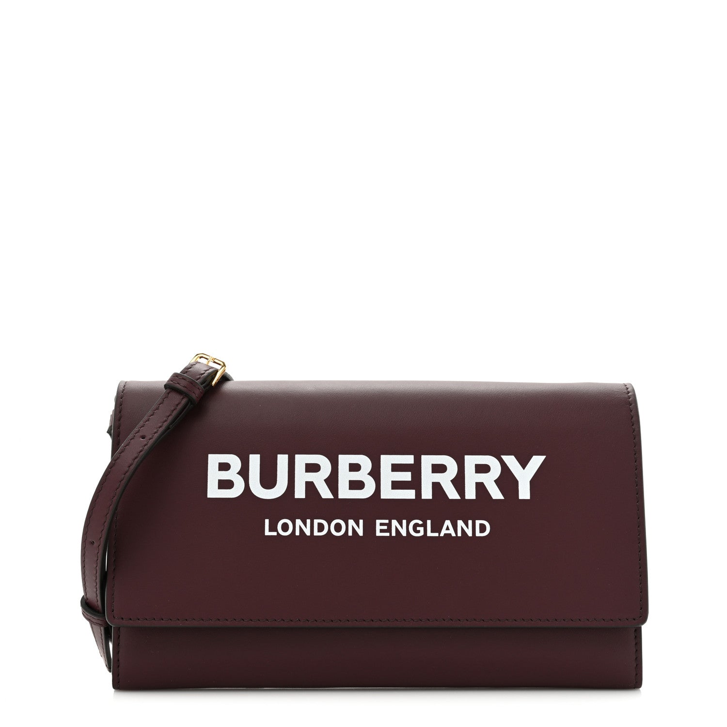 Burberry Calfskin Logo Hazelmere Wallet With Detachable Strap Deep Maroon 1 of 13