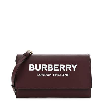 Burberry Calfskin Logo Hazelmere Wallet With Detachable Strap Deep Maroon 1 of 13