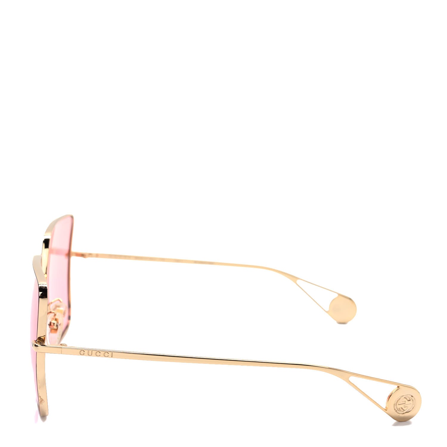 Gucci Metal Square Frame Sunglasses GG0436S Gold Pink 3 of 8