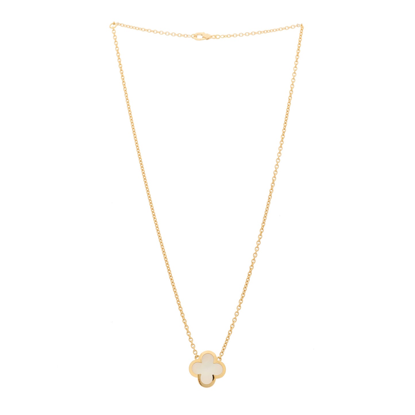 18K Yellow Gold Mother of Pearl Pure Alhambra Pendant Necklace