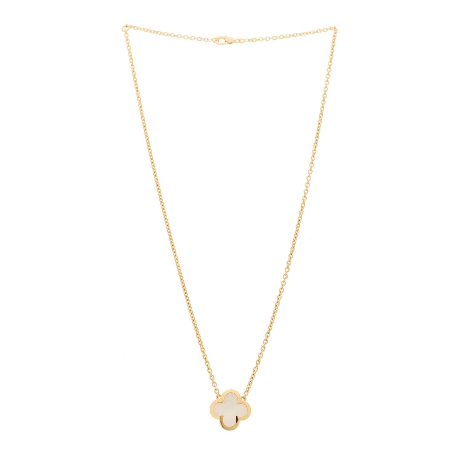 Van Cleef & Arpels 18K Yellow Gold Mother of Pearl Pure Alhambra Pendant Necklace 3 of 7