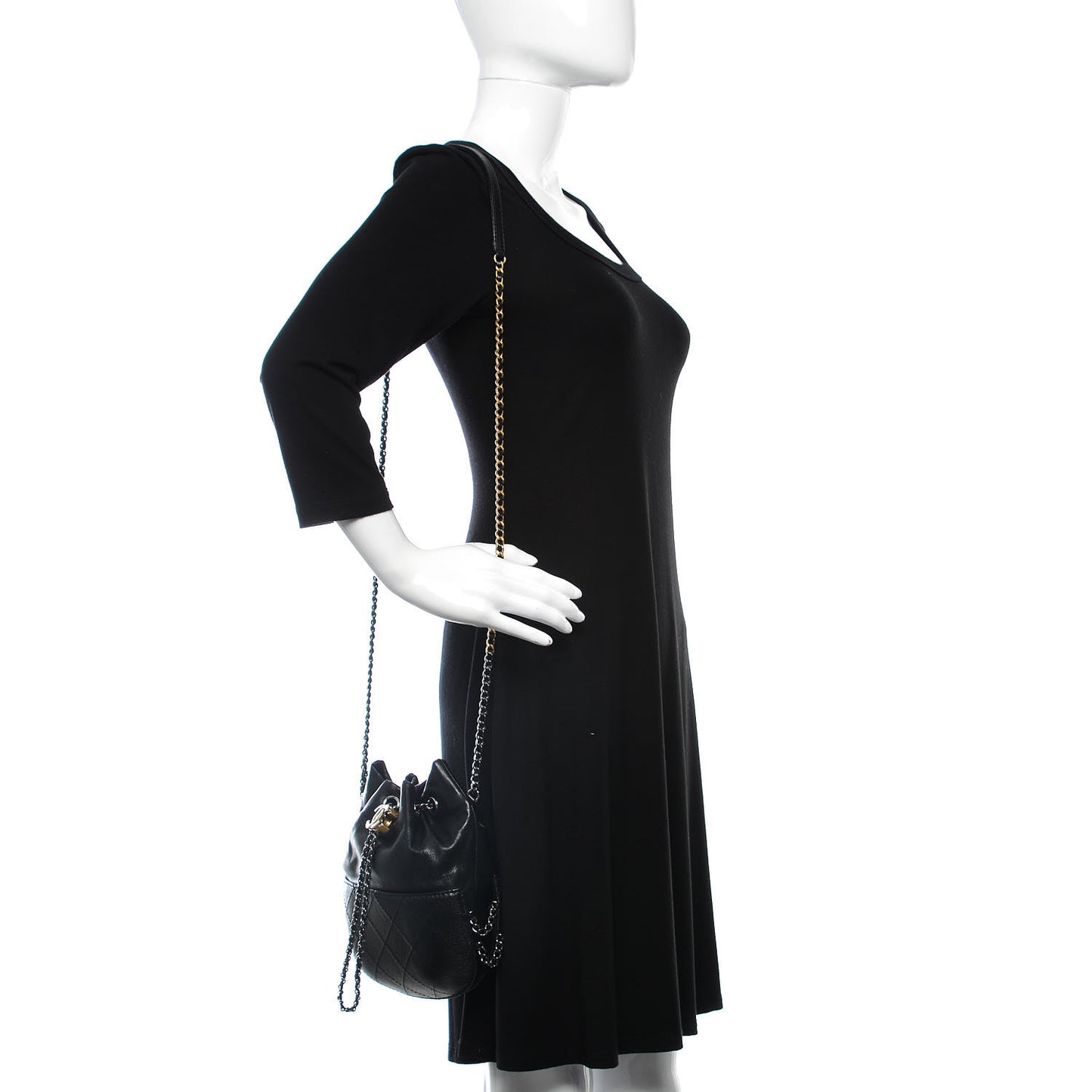 Calfskin Quilted Small Gabrielle Bucket Black