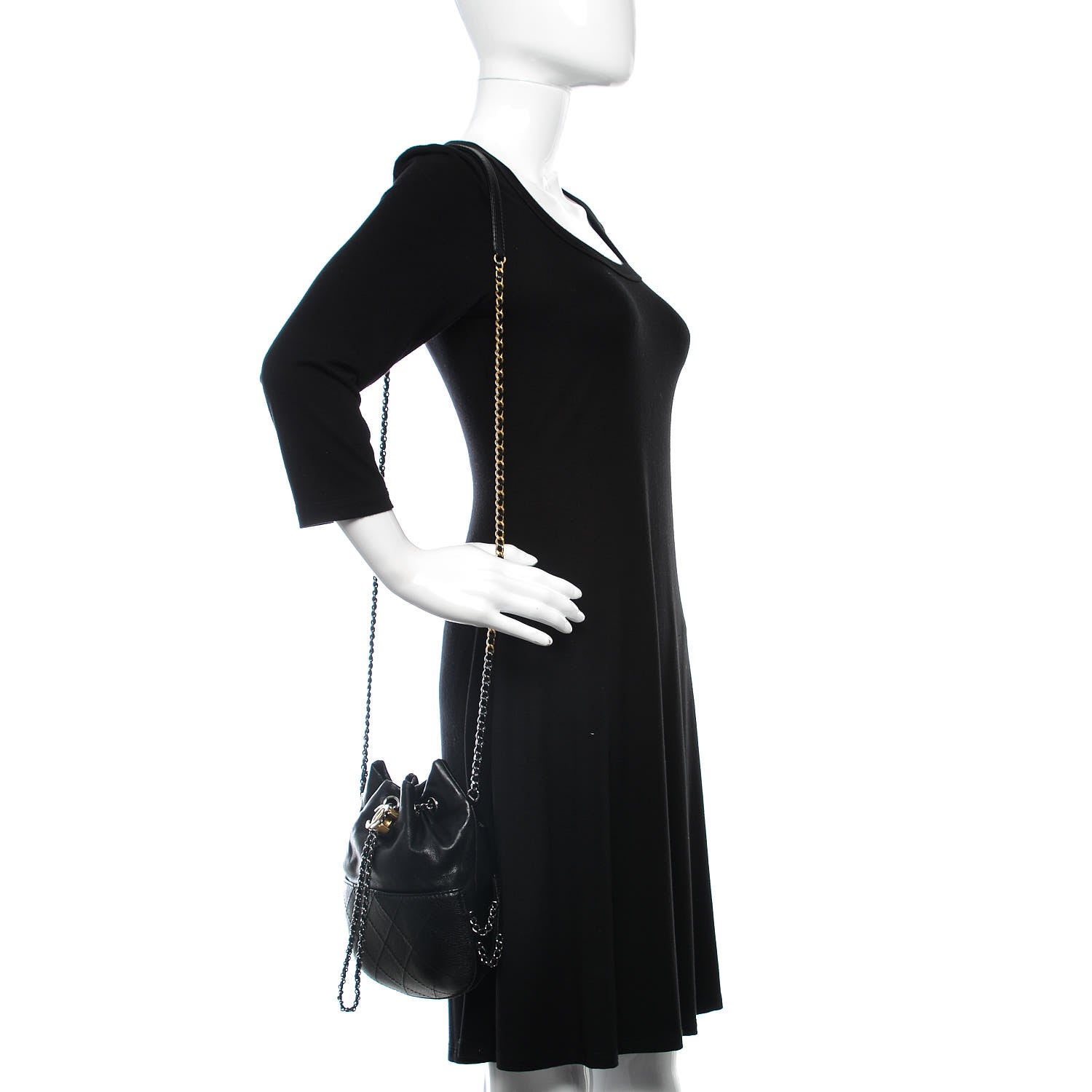 Chanel Calfskin Quilted Small Gabrielle Bucket Black 2 of 10
