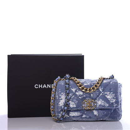 Chanel Sequin Quilted Medium Chanel 19 Flap Light Blue 8 of 8