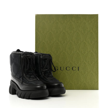 Gucci Nylon Calfskin GG Matelasse Lace Up Platform Ankle Boots 37 Black 10 of 10
