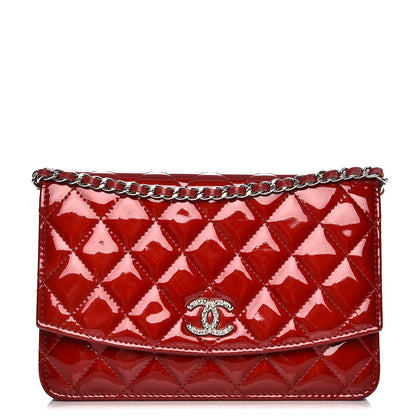 Chanel Patent Quilted Brilliant Wallet On Chain WOC Red 1 of 11