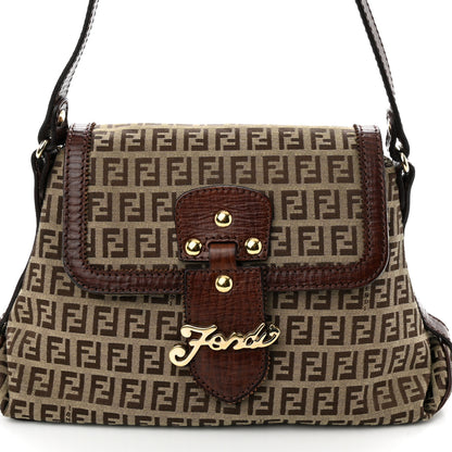 Fendi Zucchino Logo Shoulder Bag Tobacco 10 of 12