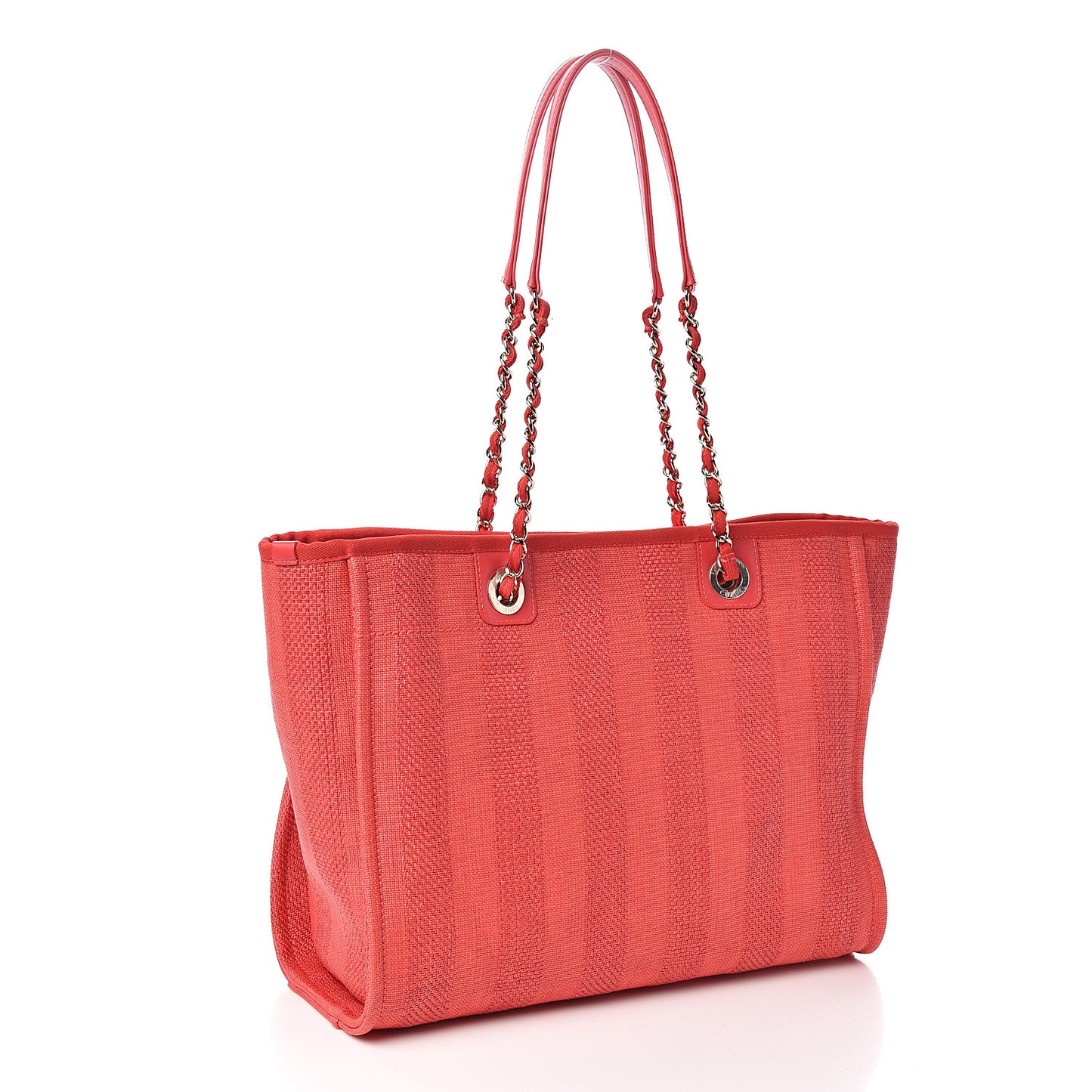 Mixed Fibers Striped Small Deauville Tote Red