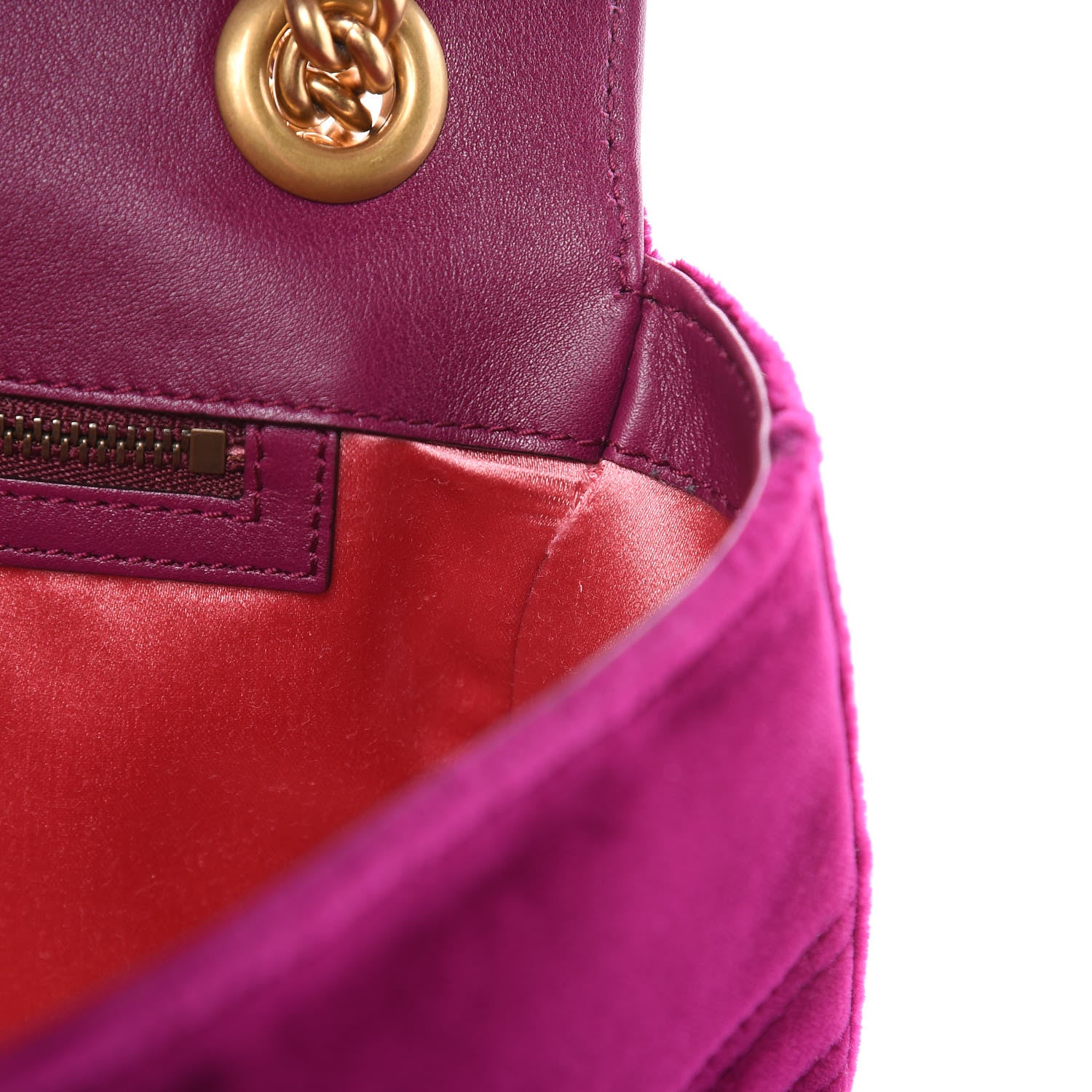 Gucci Velvet Matelasse Medium GG Marmont Shoulder Bag Fuchsia Violet Cyclamen 10 of 10