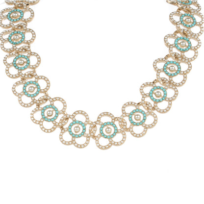 Chanel Bead Pearl CC Flower Necklace Gold 1 of 6