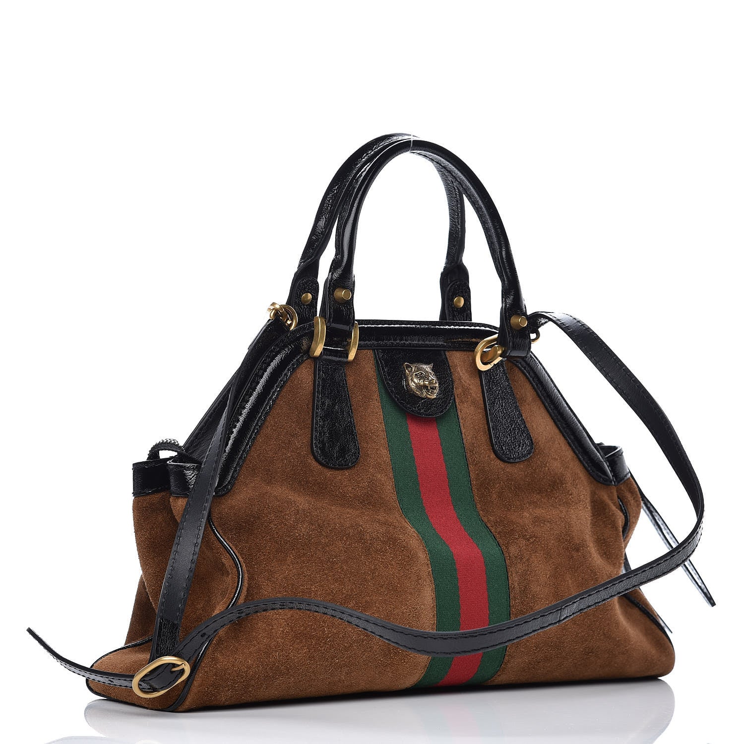 Gucci Suede Ophidia Medium Re(Belle) Top Handle Bag Nocciola Black 3 of 9