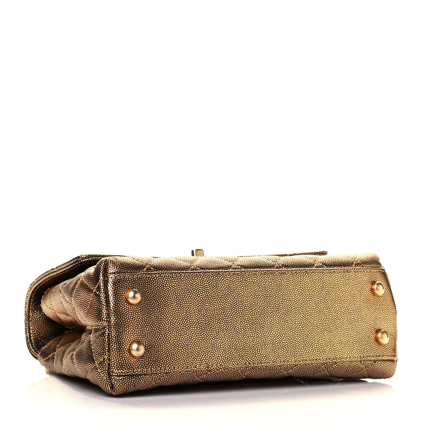 Metallic Caviar Quilted Mini Coco Handle Flap Gold