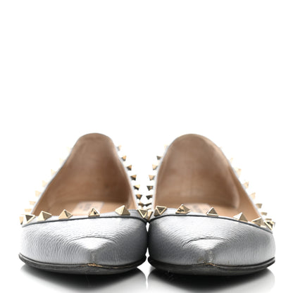 Valentino Garavani Pebbled Calfskin Rockstud Ballerina Flats 40 Light Stone 2 of 7