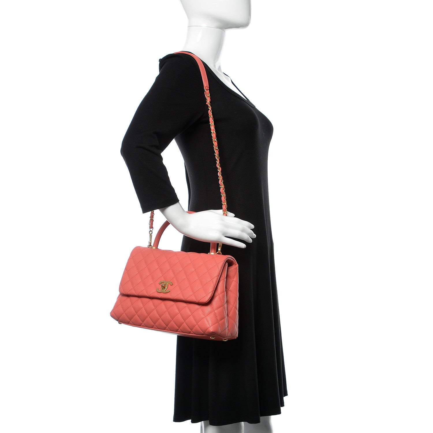 Chanel Caviar Quilted Small Coco Handle Flap Pink 2 of 10