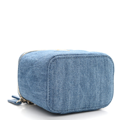 Chanel Denim Quilted Mini Pearl Crush Vanity Case With Chain 4 of 11