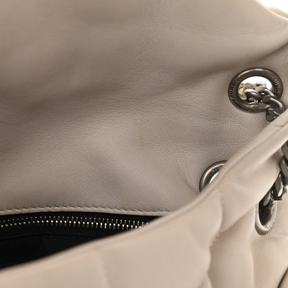 Saint Laurent Lambskin Quilted Small Loulou Puffer Monogram Chain Satchel Blanc Vintage 10 of 18