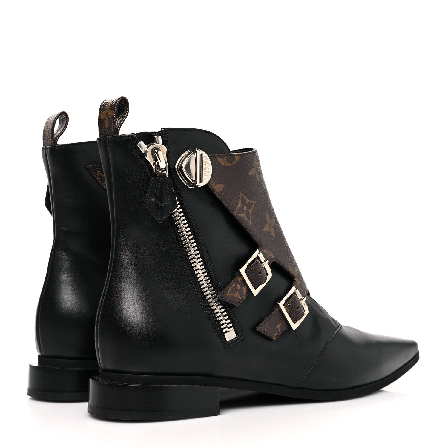 Louis Vuitton Calfskin Monogram Jumble Flat Ankle Boots 37 Black 4 of 7