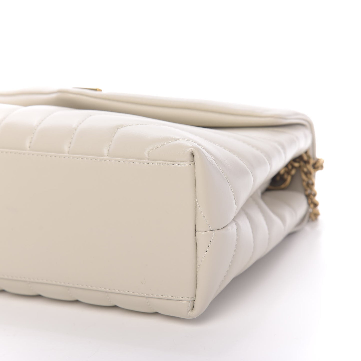 Calfskin Y Quilted Monogram Small Loulou Chain Satchel Ivory