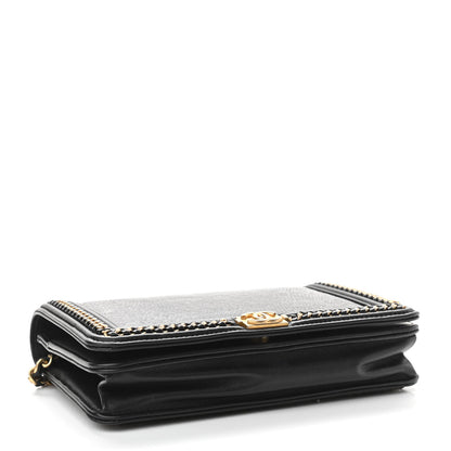 Chanel Lizard Lambskin Chain Around Boy Wallet on Chain WOC Black 4 of 12