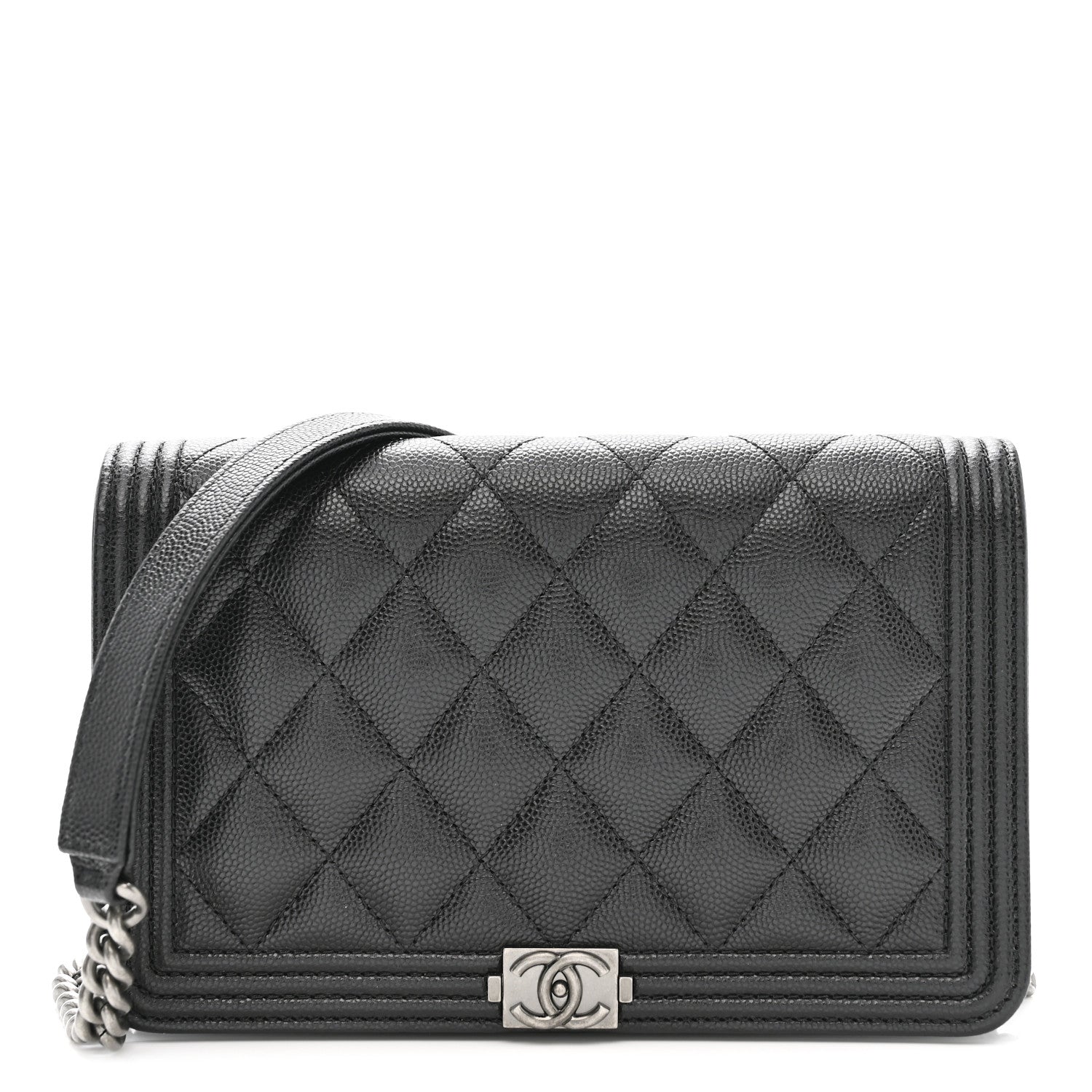Chanel Caviar Quilted Boy Wallet On Chain WOC Black 1 of 12