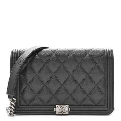 Chanel Caviar Quilted Boy Wallet On Chain WOC Black 1 of 12