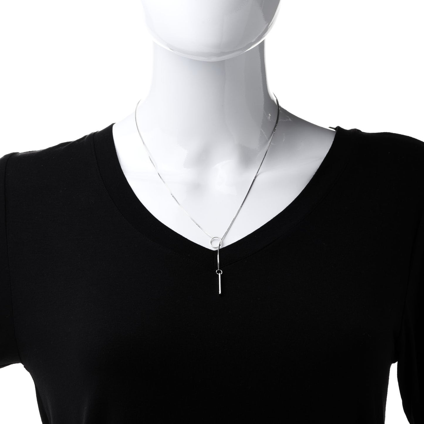18K White Gold 20mm Lariat Necklace