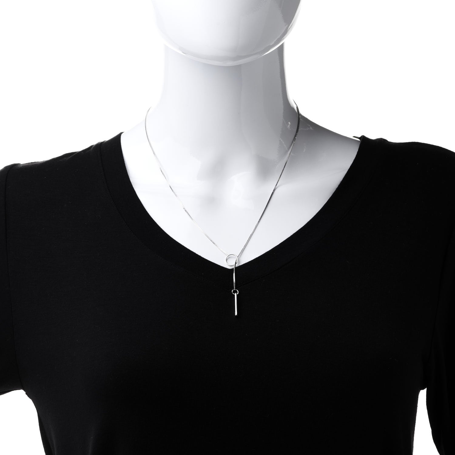 Gucci 18K White Gold 20mm Lariat Necklace 2 of 7