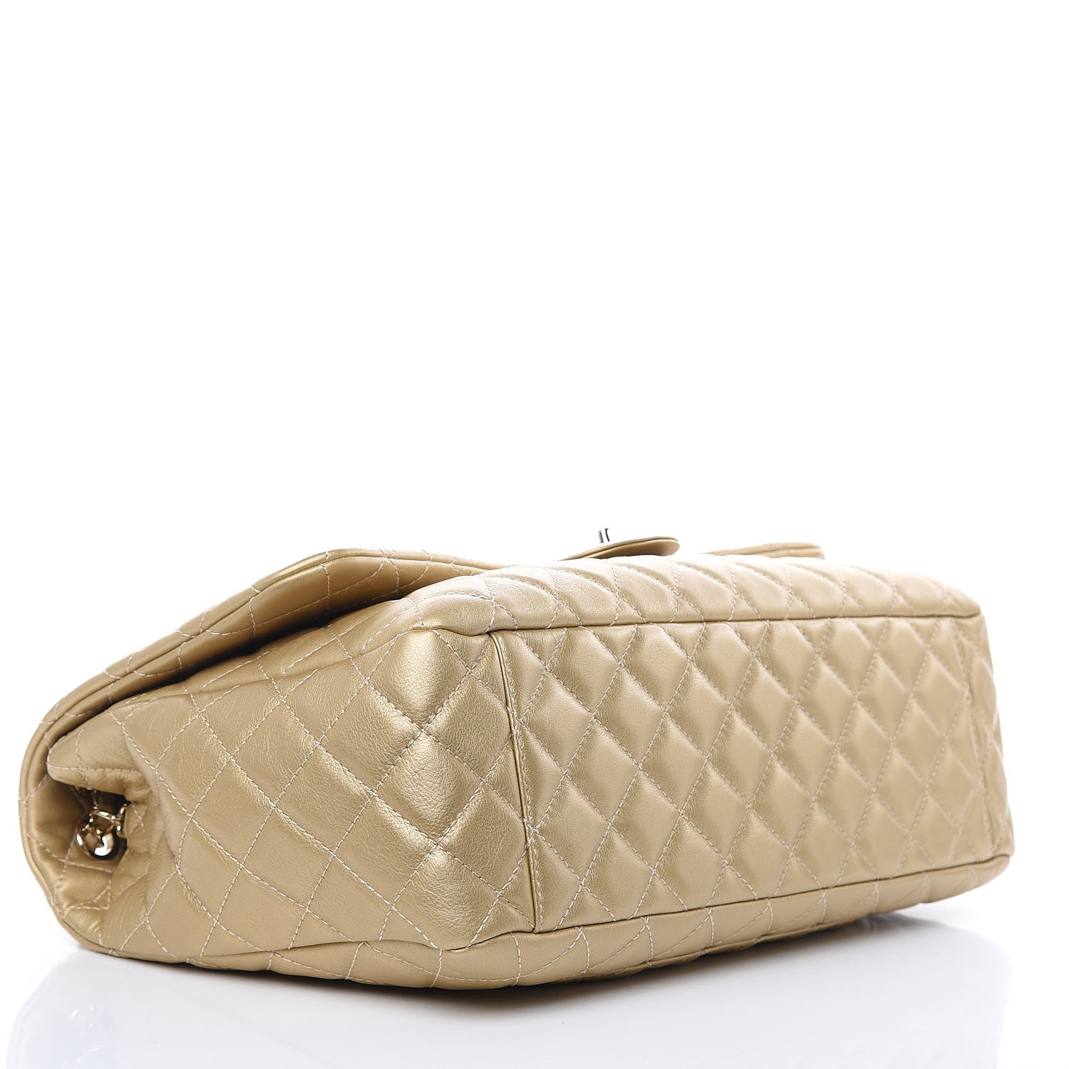 Chanel Metallic Calfskin Quilted Small XXL Travel Flap Bag Gold 4 of 9