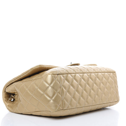 Chanel Metallic Calfskin Quilted Small XXL Travel Flap Bag Gold 4 of 9