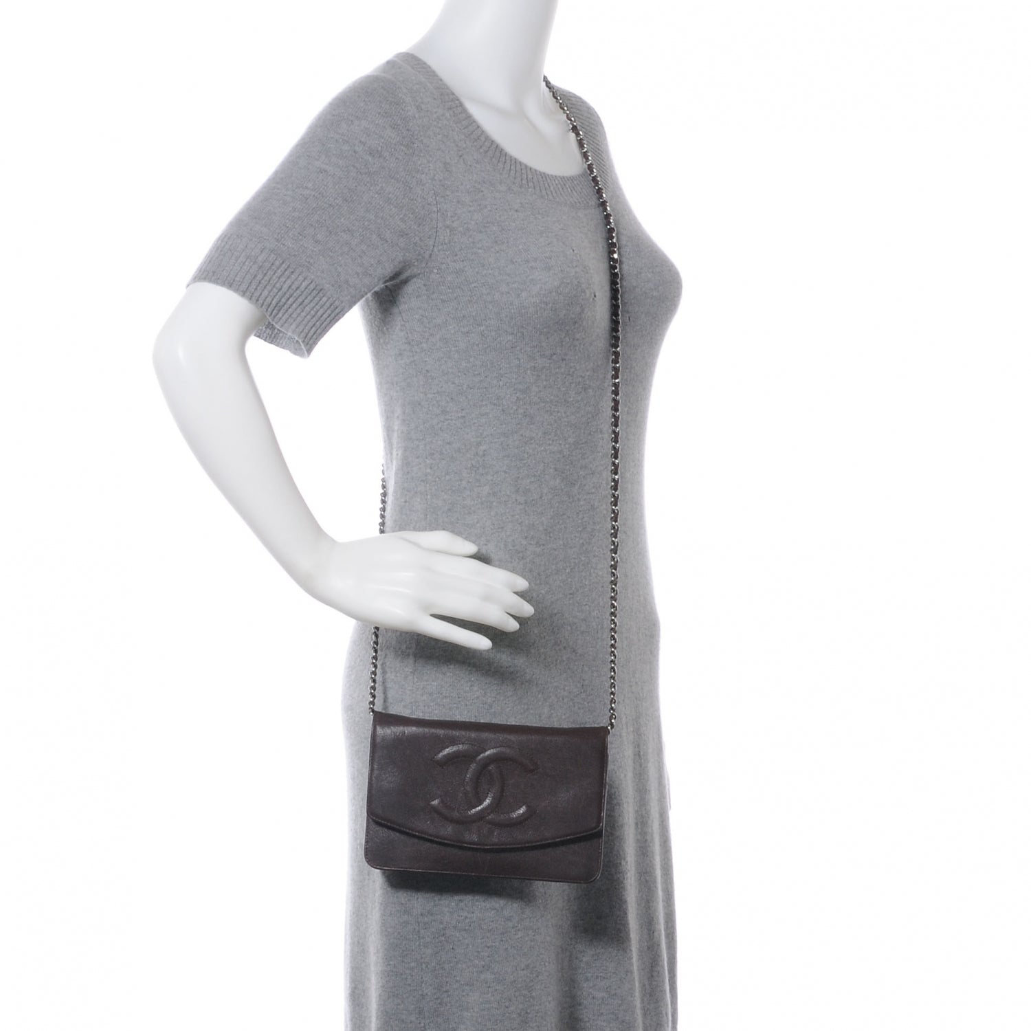 Chanel Calfskin CC Wallet on Chain WOC Brown 2 of 9