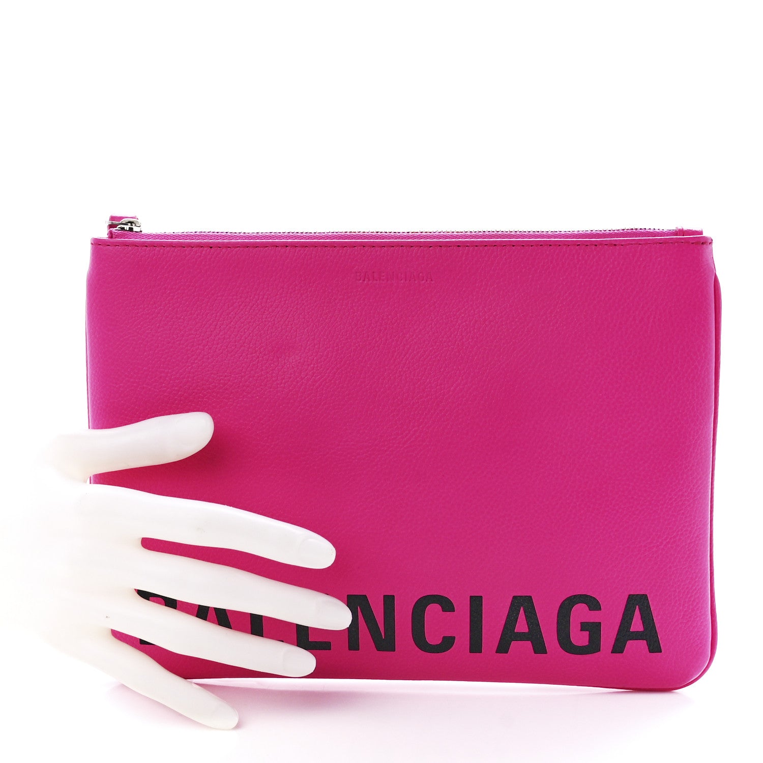 Balenciaga Calfskin Logo Zip Pouch Pink 2 of 11