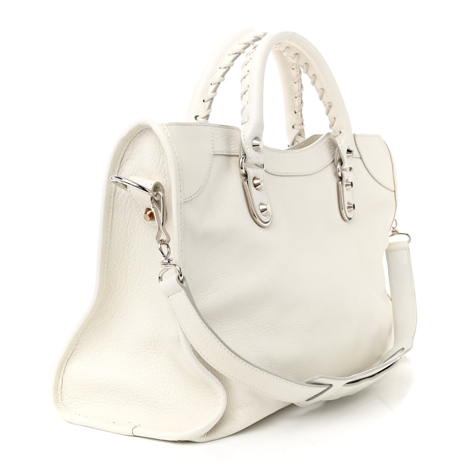 Balenciaga Chevre Silver Metallic Edge Hardware City White 3 of 12