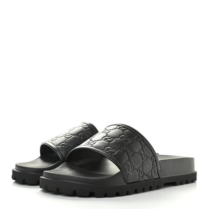 Gucci Guccissima Mens Lug Sole Slide Sandals 6 Black 5 of 14