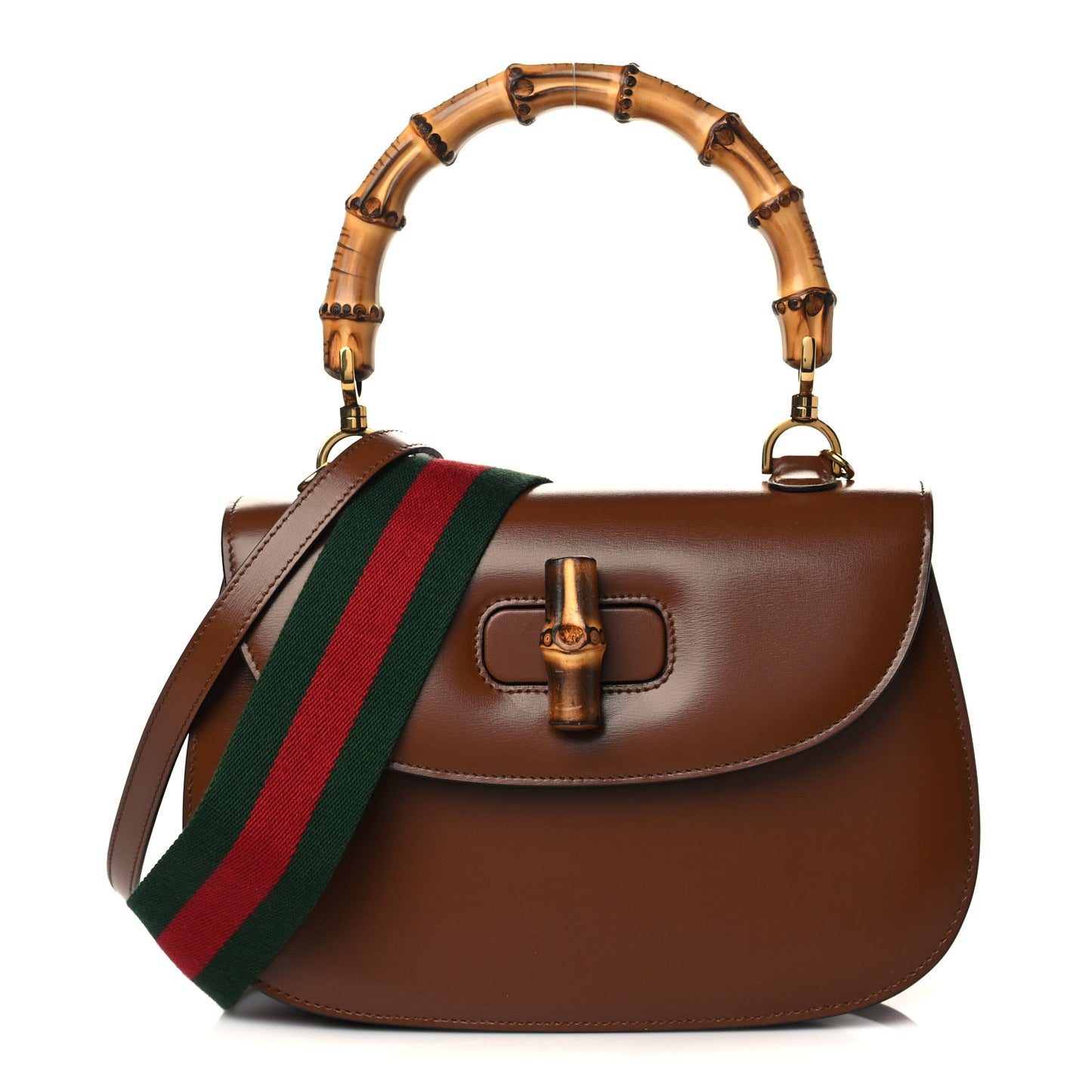 Boarded Dyana Lux Calfskin Web Medium Bamboo 1947 Top Handle Bag Brown