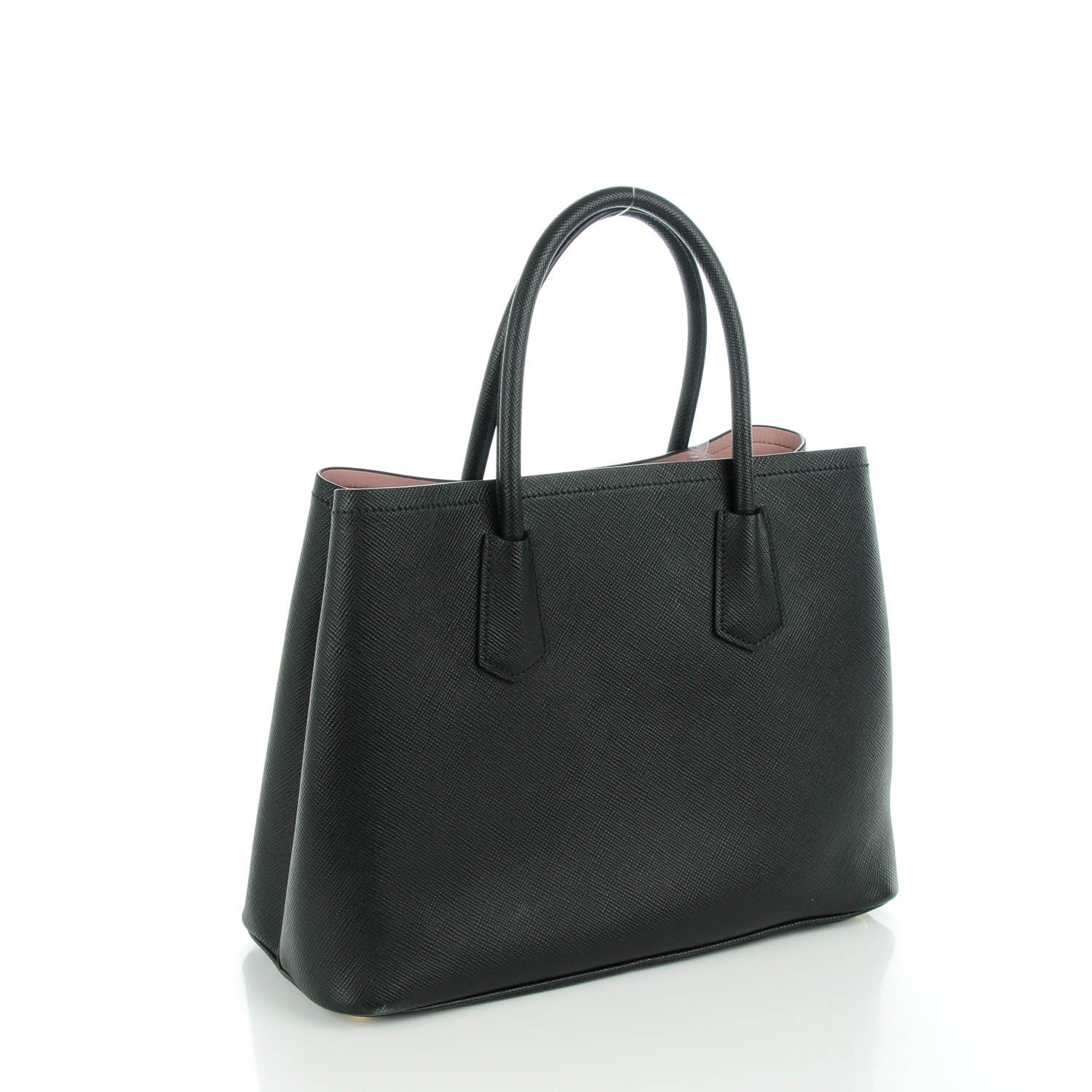 Prada Saffiano Cuir Large Double Bag Black Mughetto 3 of 8