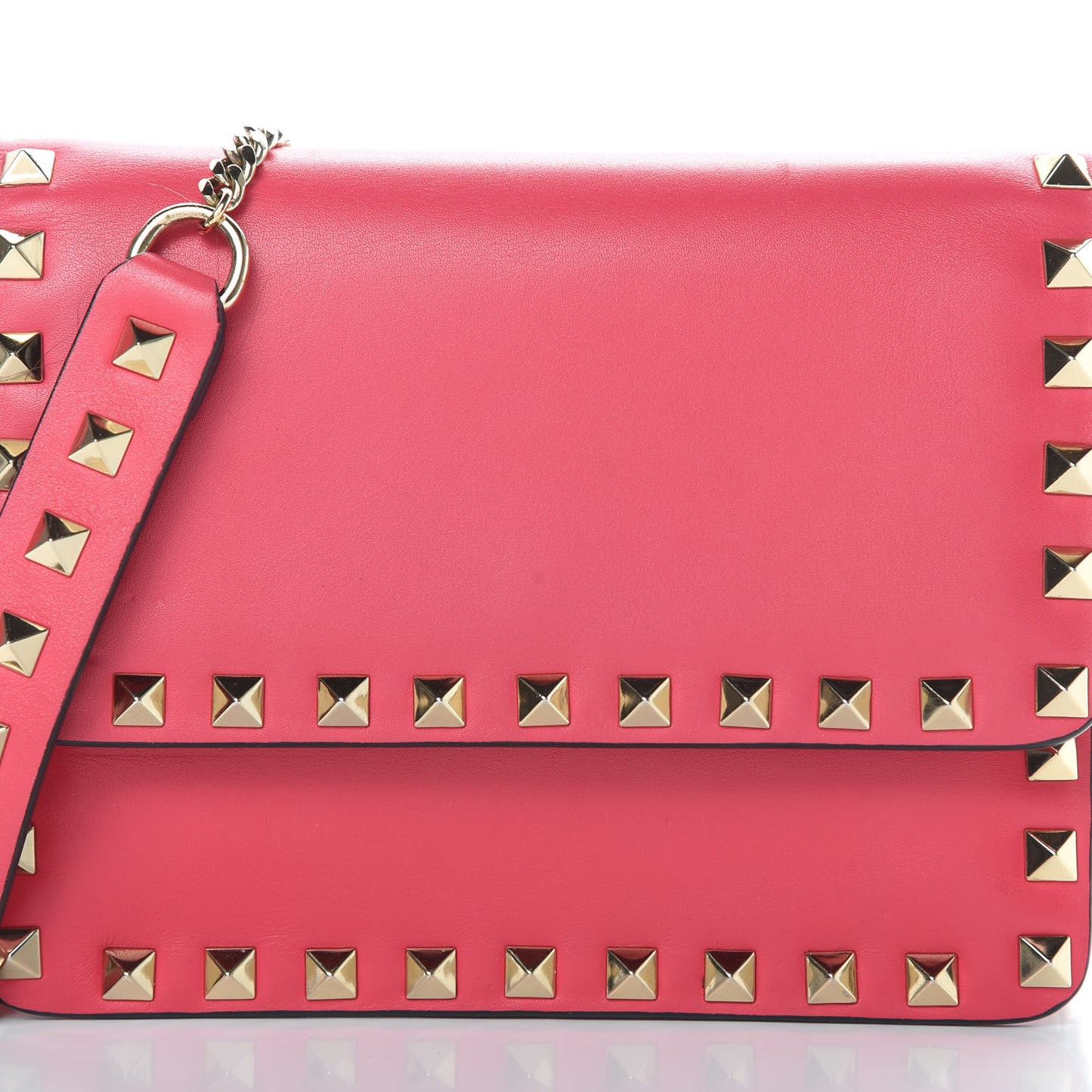 Vitello Rockstud Chain Flap Crossbody Bag Deep Rose