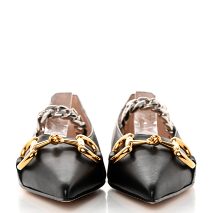 Gucci Nappa Lumiere Deva Horsebit Chain Embellished Flats 37 Black 2 of 9