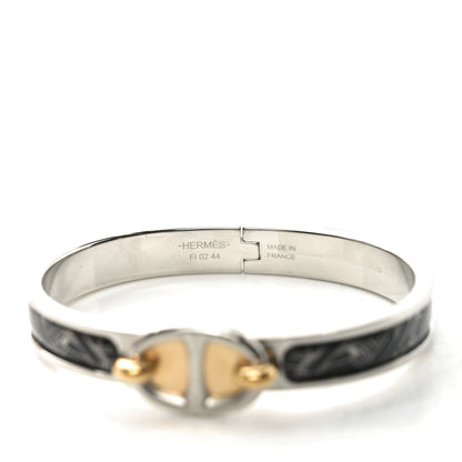 Hermes Enamel Mini Mors A Jouets Clic Chaine d'Ancre Bracelet PM Platine Noir 4 of 5