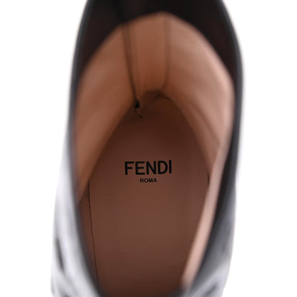 Fendi Vitello Karligraphy Embossed FFreedom High Heel Ankle Boots 38.5 Black 7 of 7
