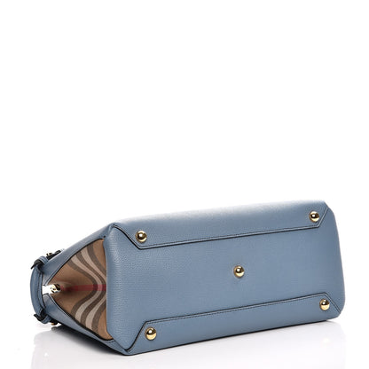 Burberry Derby Calfskin House Check Medium Banner Tote Slate Blue 5 of 9