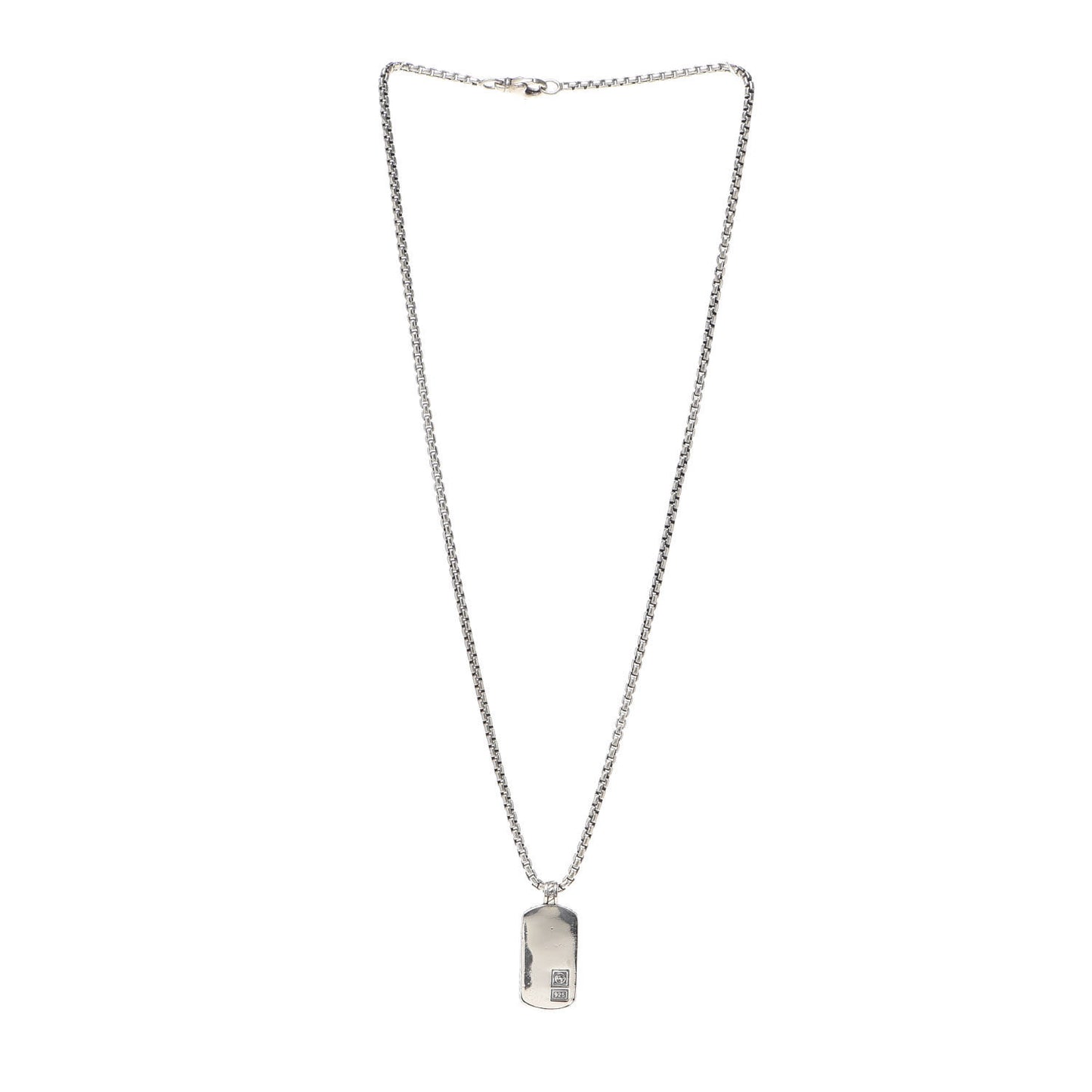 Sterling Silver Mens Small Dog Tag Pendant Necklace