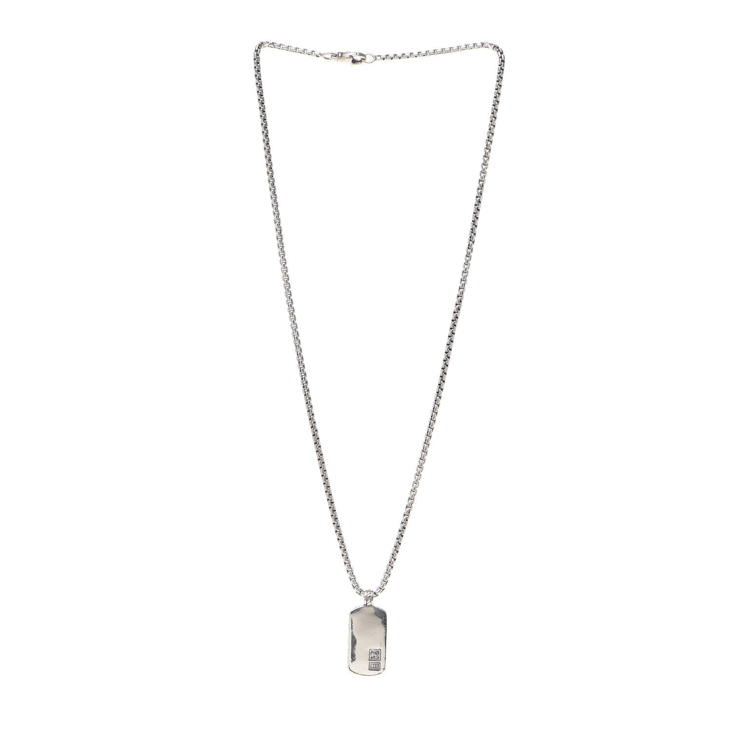 David Yurman Sterling Silver Mens Small Dog Tag Pendant Necklace 3 of 5
