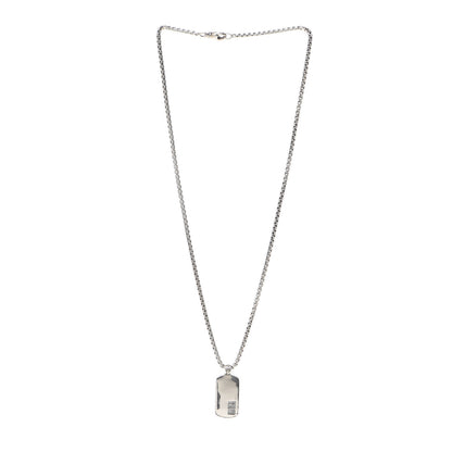 David Yurman Sterling Silver Mens Small Dog Tag Pendant Necklace 3 of 5