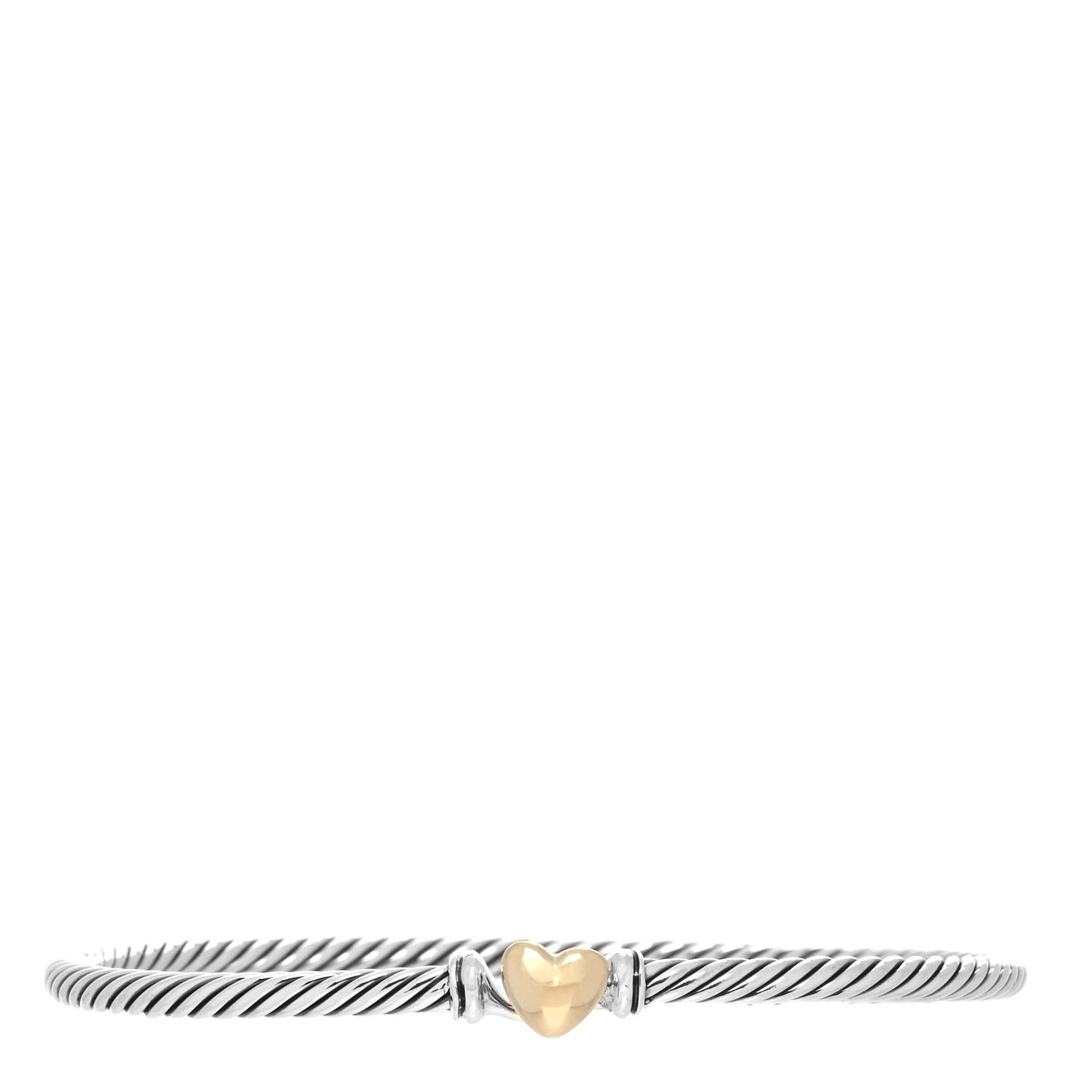 Sterling Silver 18K Yellow Gold 3mm Cable Collectibles Heart Bracelet