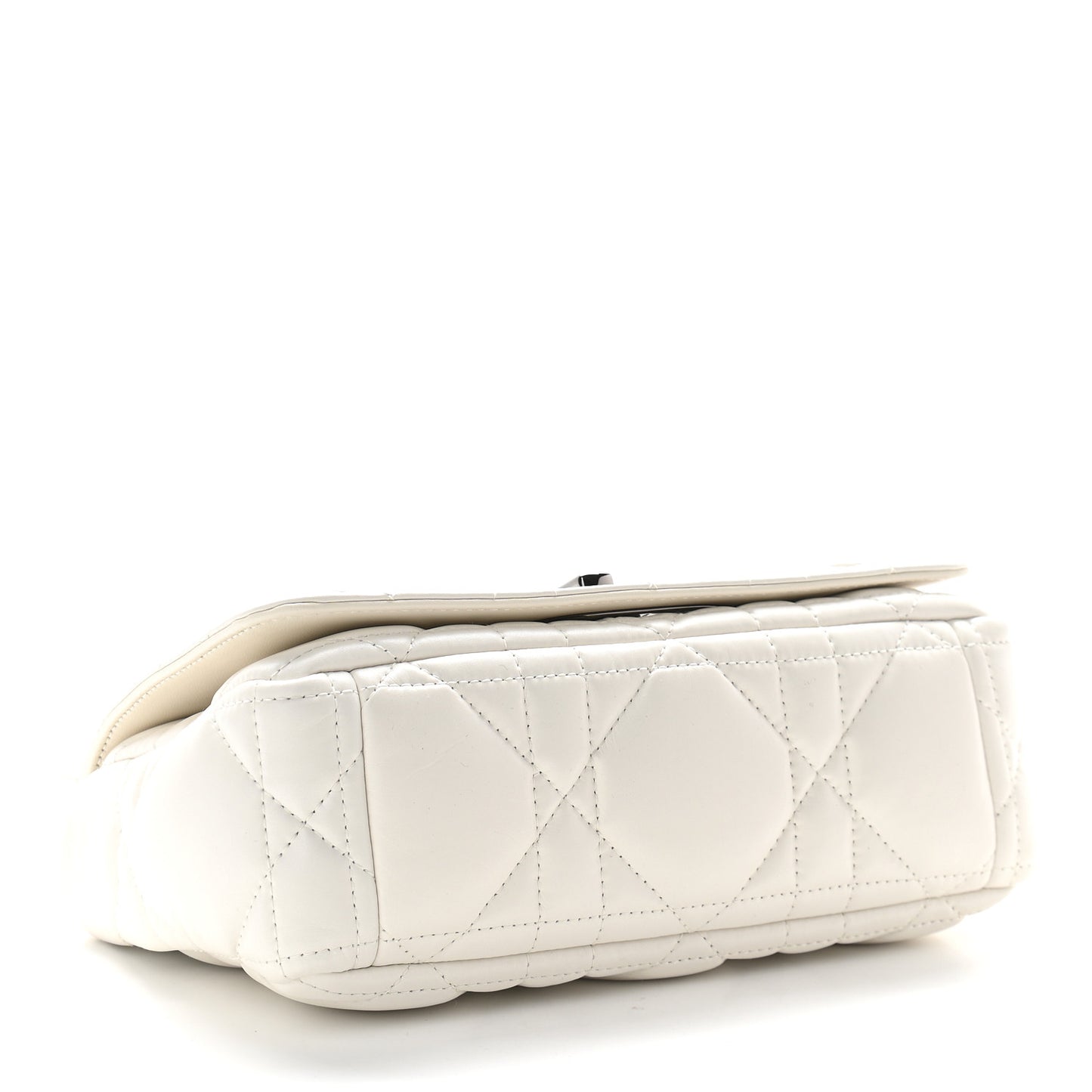 Lambskin Macrocannage Small Dior Caro Bag Ivory